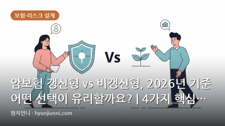 암보험 갱신형 vs 비갱신형, 2026년 기준 어떤 선택이 유리할까요? | 4가지 핵심 비교