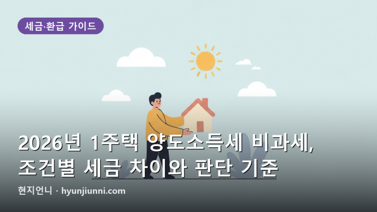 2026년 1주택 양도소득세 비과세, 조건별 세금 차이와 판단 기준