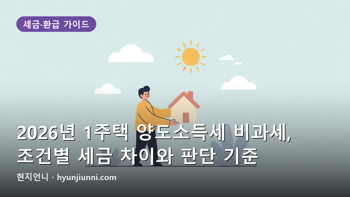 2026년 1주택 양도소득세 비과세, 조건별 세금 차이와 판단 기준