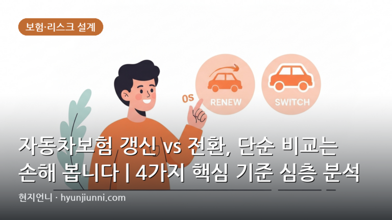 자동차보험 갱신 vs 전환, 단순 비교는 손해 봅니다 | 4가지 핵심 기준 심층 분석