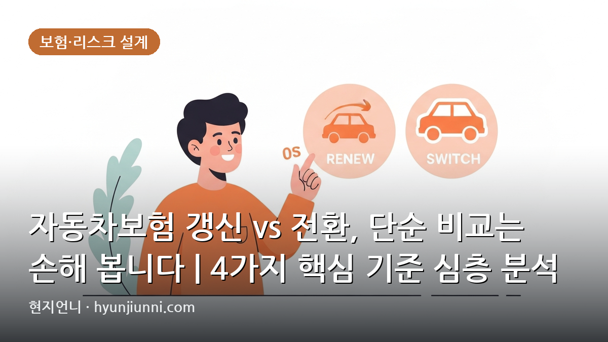 자동차보험 갱신 vs 전환, 단순 비교는 손해 봅니다 | 4가지 핵심 기준 심층 분석