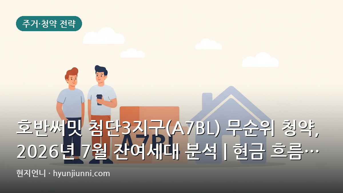 호반써밋 첨단3지구(A7BL) 무순위 청약, 2026년 7월 잔여세대 분석 | 현금 흐름과 리스크 점검