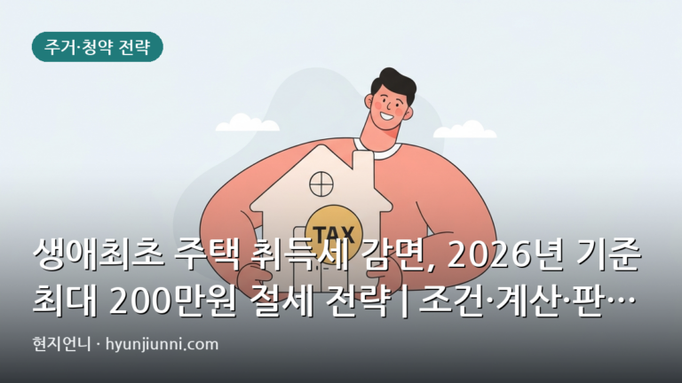 생애최초 주택 취득세 감면, 2026년 기준 최대 200만원 절세 전략 | 조건·계산·판단 기준 심층 분석