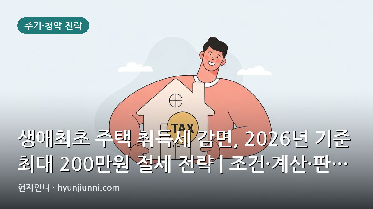 생애최초 주택 취득세 감면, 2026년 기준 최대 200만원 절세 전략 | 조건·계산·판단 기준 심층 분석