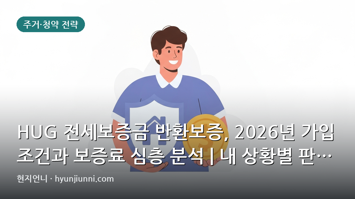 HUG 전세보증금 반환보증, 2026년 가입 조건과 보증료 심층 분석 | 내 상황별 판단 기준