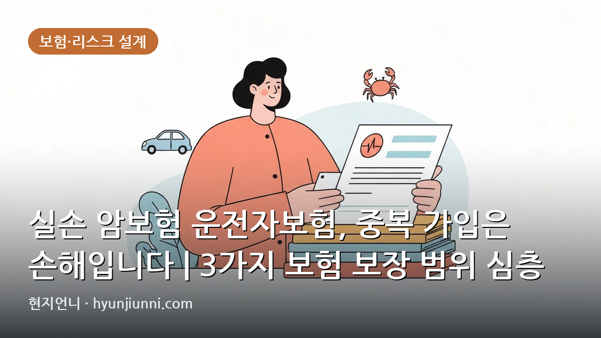 실손 암보험 운전자보험, 중복 가입은 손해입니다 | 3가지 보험 보장 범위 심층 분석