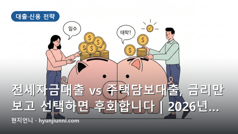 전세자금대출 vs 주택담보대출, 금리만 보고 선택하면 후회합니다 | 2026년 대출 전략 심층 비교