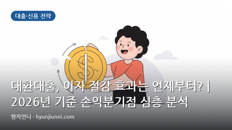 대환대출, 이자 절감 효과는 언제부터? | 2026년 기준 손익분기점 심층 분석