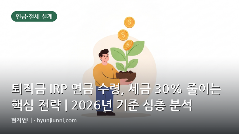 퇴직금 IRP 연금 수령, 세금 30% 줄이는 핵심 전략 | 2026년 기준 심층 분석
