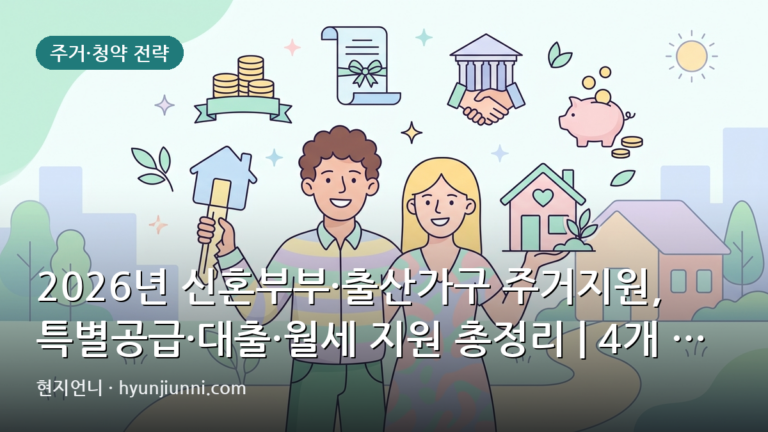 2026년 신혼부부·출산가구 주거지원, 특별공급·대출·월세 지원 총정리 | 4개 축 심층 분석