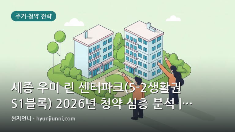 세종 우미 린 센터파크(5-2생활권 S1블록) 2026년 청약 심층 분석 | 분양가·시세·현금 흐름