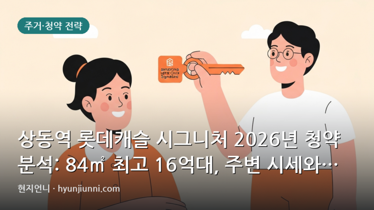 상동역 롯데캐슬 시그니처 2026년 청약 분석: 84㎡ 최고 16억대, 주변 시세와 비교해볼까요?