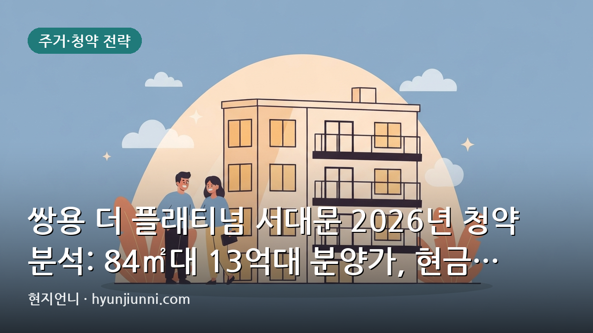 쌍용 더 플래티넘 서대문 2026년 청약 분석: 84㎡대 13억대 분양가, 현금 흐름과 주변 시세 비교