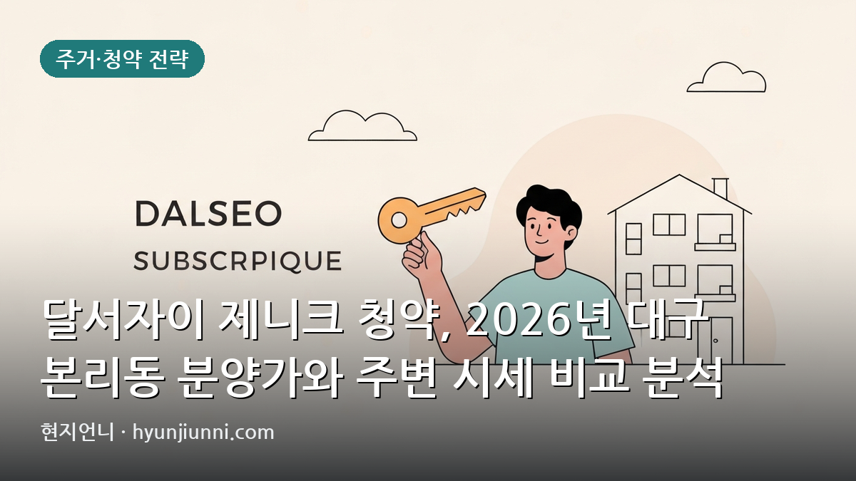 달서자이 제니크 청약, 2026년 대구 본리동 분양가와 주변 시세 비교 분석