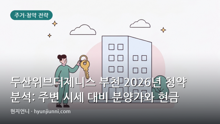 두산위브더제니스 부천 2026년 청약 분석: 주변 시세 대비 분양가와 현금 흐름은?