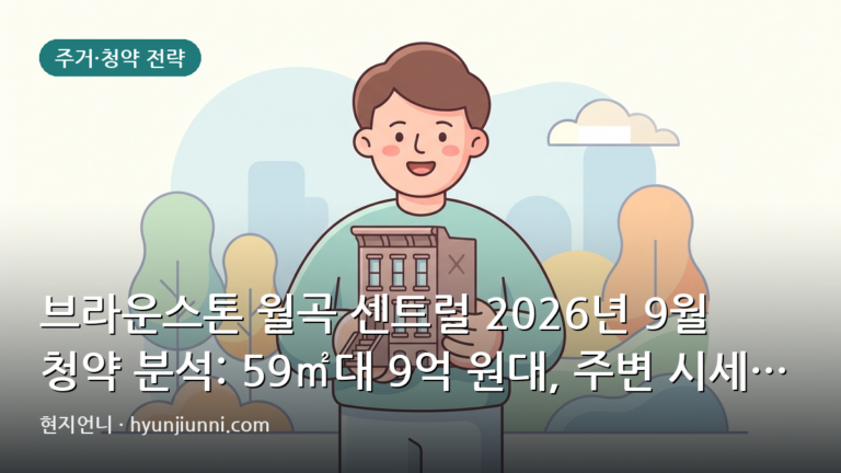 브라운스톤 월곡 센트럴 2026년 9월 청약 분석: 59㎡대 9억 원대, 주변 시세와 비교해 볼까요?