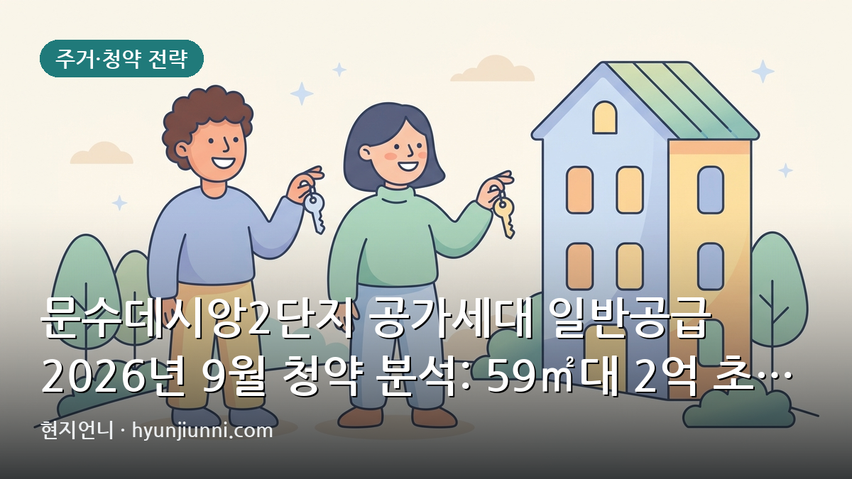 문수데시앙2단지 공가세대 일반공급 2026년 9월 청약 분석: 59㎡대 2억 초반, 주변 시세와 비교해 볼까요?