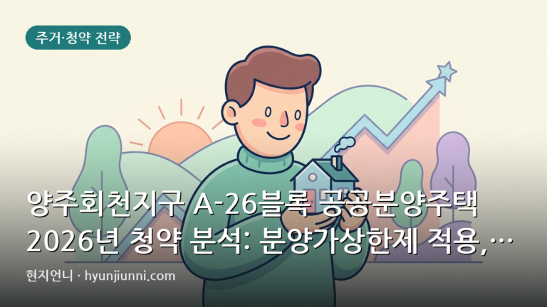 양주회천지구 A-26블록 공공분양주택 2026년 청약 분석: 분양가상한제 적용, 주변 시세와 비교해보니