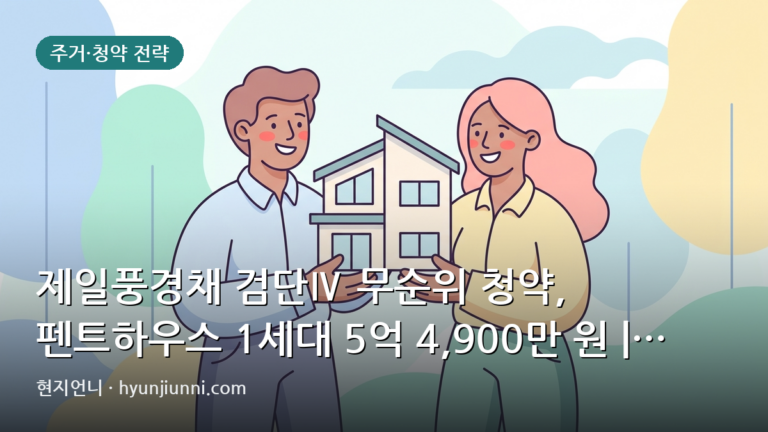 제일풍경채 검단Ⅳ 무순위 청약, 펜트하우스 1세대 5억 4,900만 원 | 2026년 검단신도시 내집마련 전략