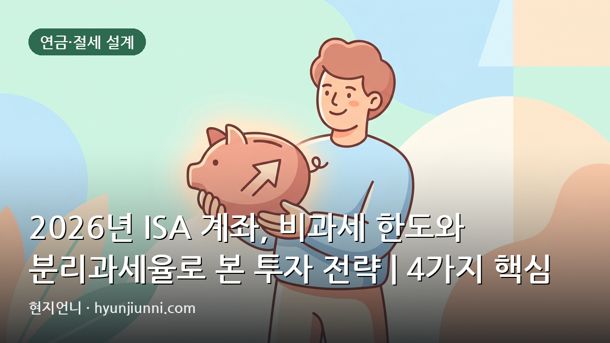 2026년 ISA 계좌, 비과세 한도와 분리과세율로 본 투자 전략 | 4가지 핵심 분석