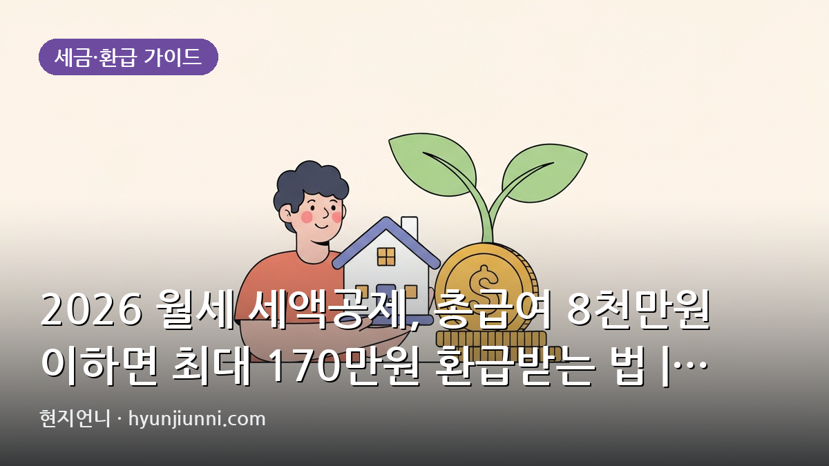 2026 월세 세액공제, 총급여 8천만원 이하면 최대 170만원 환급받는 법 | 조건부터 계산, 놓친 환급까지