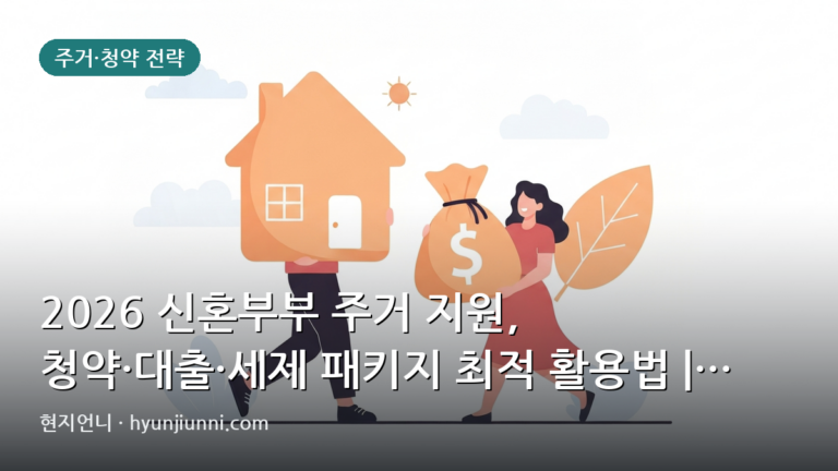2026 신혼부부 주거 지원, 청약·대출·세제 패키지 최적 활용법 | 3가지 시나리오 분석