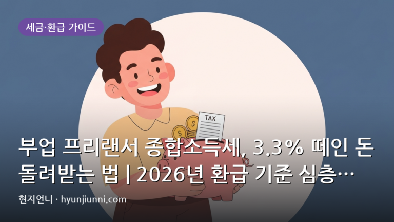 부업 프리랜서 종합소득세, 3.3% 떼인 돈 돌려받는 법 | 2026년 환급 기준 심층 분석