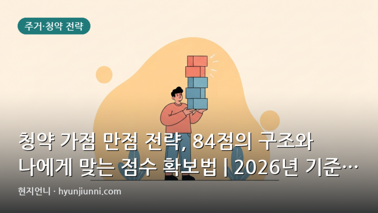 청약 가점 만점 전략, 84점의 구조와 나에게 맞는 점수 확보법 | 2026년 기준 심층 분석