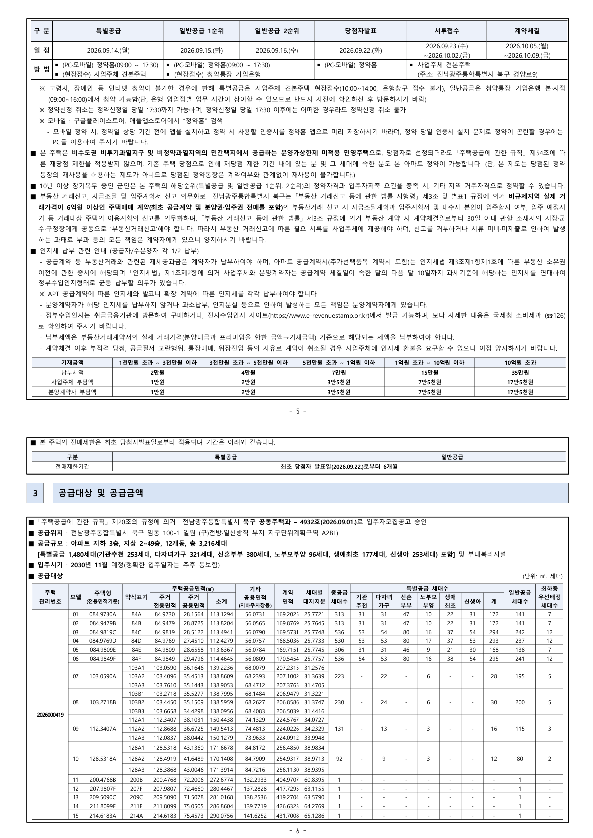 올 뉴 챔피언스시티 1차 공급금액·납부조건