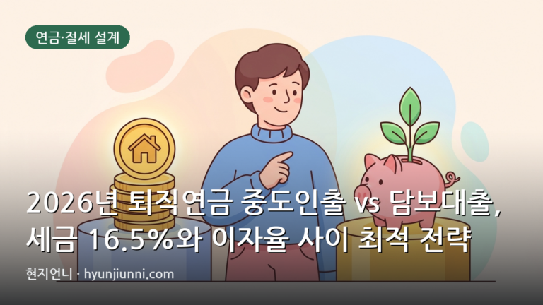 2026년 퇴직연금 중도인출 vs 담보대출, 세금 16.5%와 이자율 사이 최적 전략