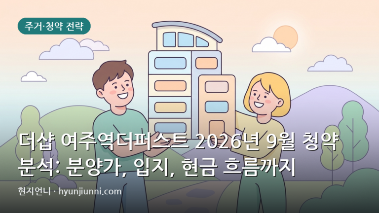 더샵 여주역더퍼스트 2026년 9월 청약 분석: 분양가, 입지, 현금 흐름까지