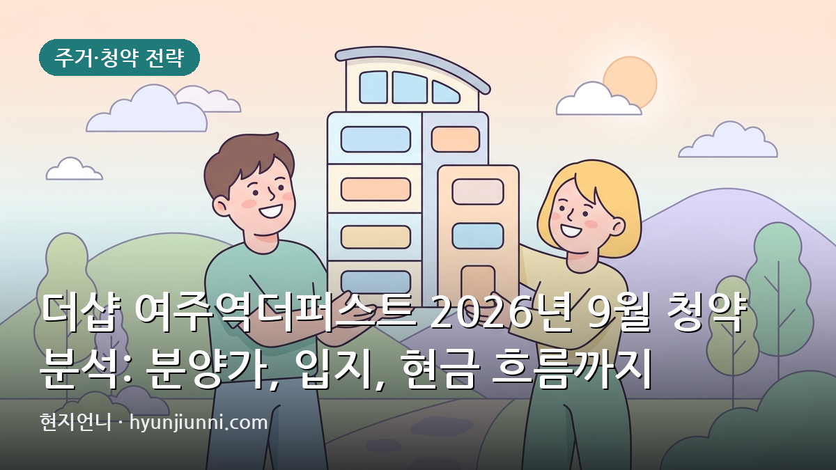 더샵 여주역더퍼스트 2026년 9월 청약 분석: 분양가, 입지, 현금 흐름까지