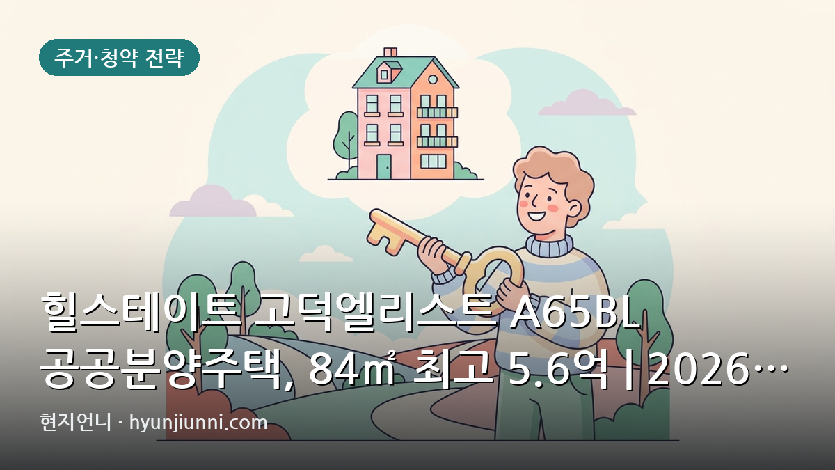 힐스테이트 고덕엘리스트 A65BL 공공분양주택, 84㎡ 최고 5.6억 | 2026년 청약 심층 분석