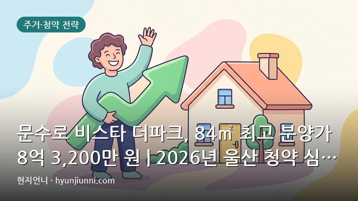 문수로 비스타 더파크, 84㎡ 최고 분양가 8억 3,200만 원 | 2026년 울산 청약 심층 분석