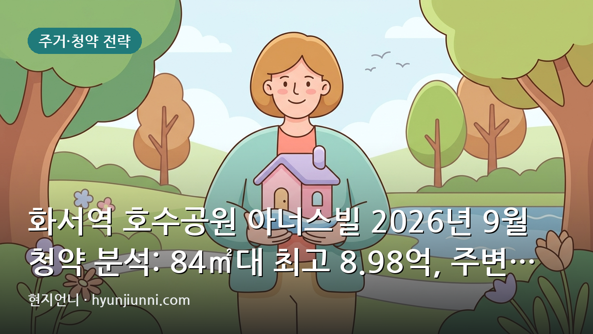 화서역 호수공원 아너스빌 2026년 9월 청약 분석: 84㎡대 최고 8.98억, 주변 준신축 대비 분양가 적정할까?