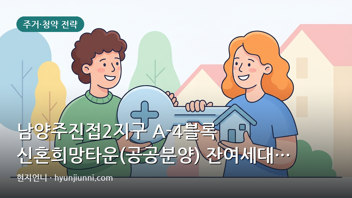남양주진접2지구 A-4블록 신혼희망타운(공공분양) 잔여세대 추가입주자모집공고 청약 분석 | 2026년