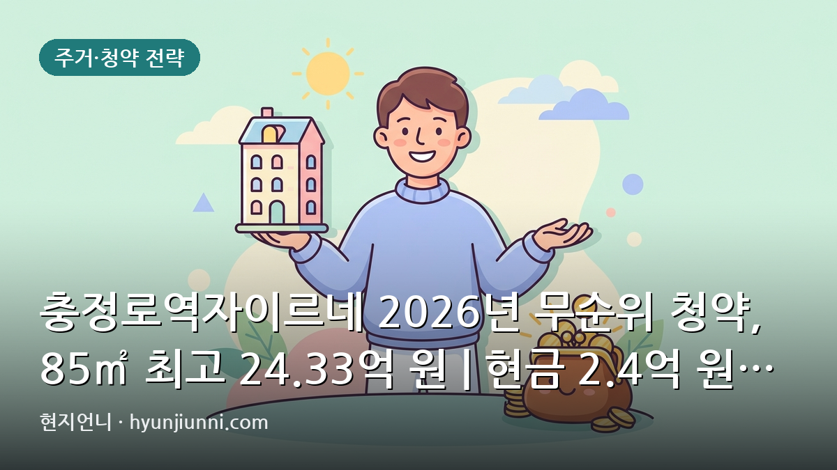 충정로역자이르네 2026년 무순위 청약, 85㎡ 최고 24.33억 원 | 현금 2.4억 원 필요