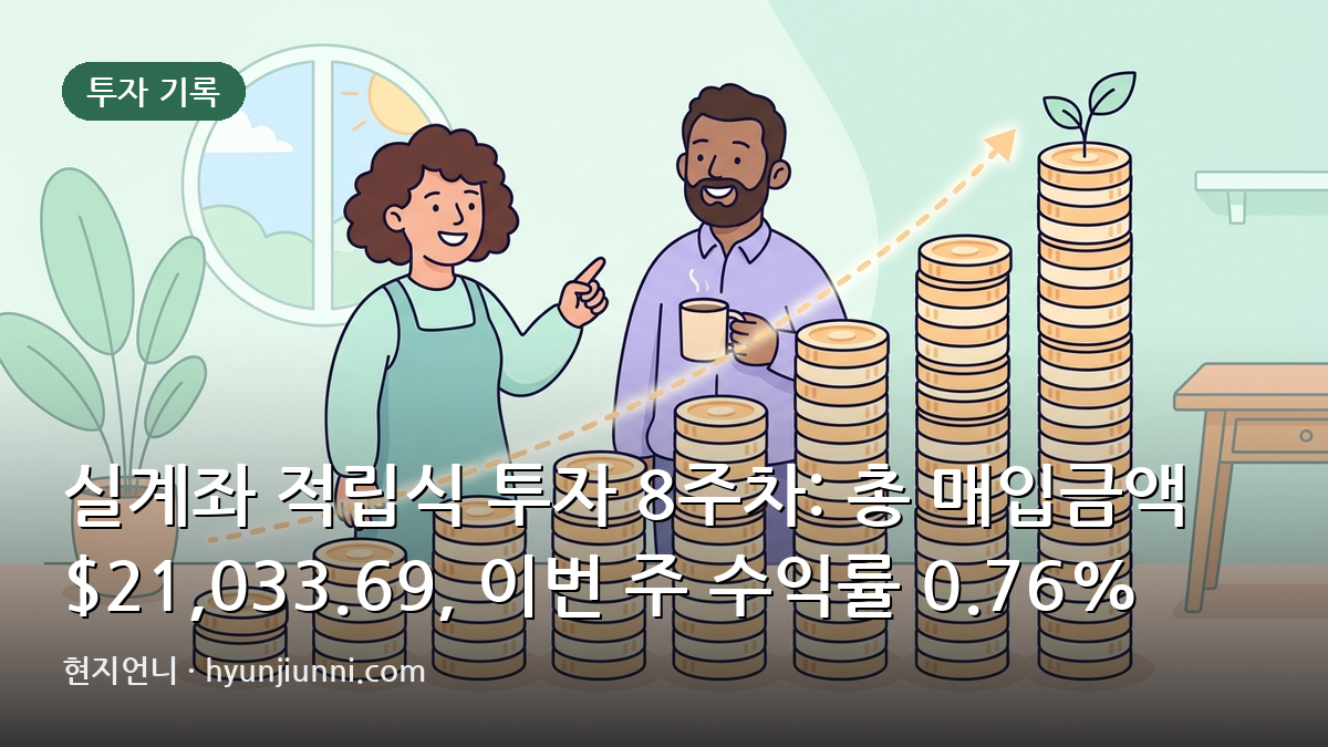 실계좌 적립식 투자 8주차: 총 매입금액 $21,033.69, 이번 주 수익률 0.76% 기록
