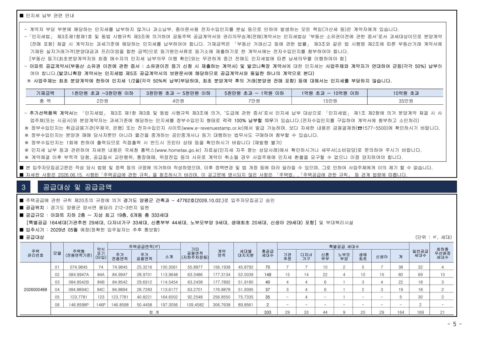 쌍용 더 플래티넘 한강 공급금액·납부조건