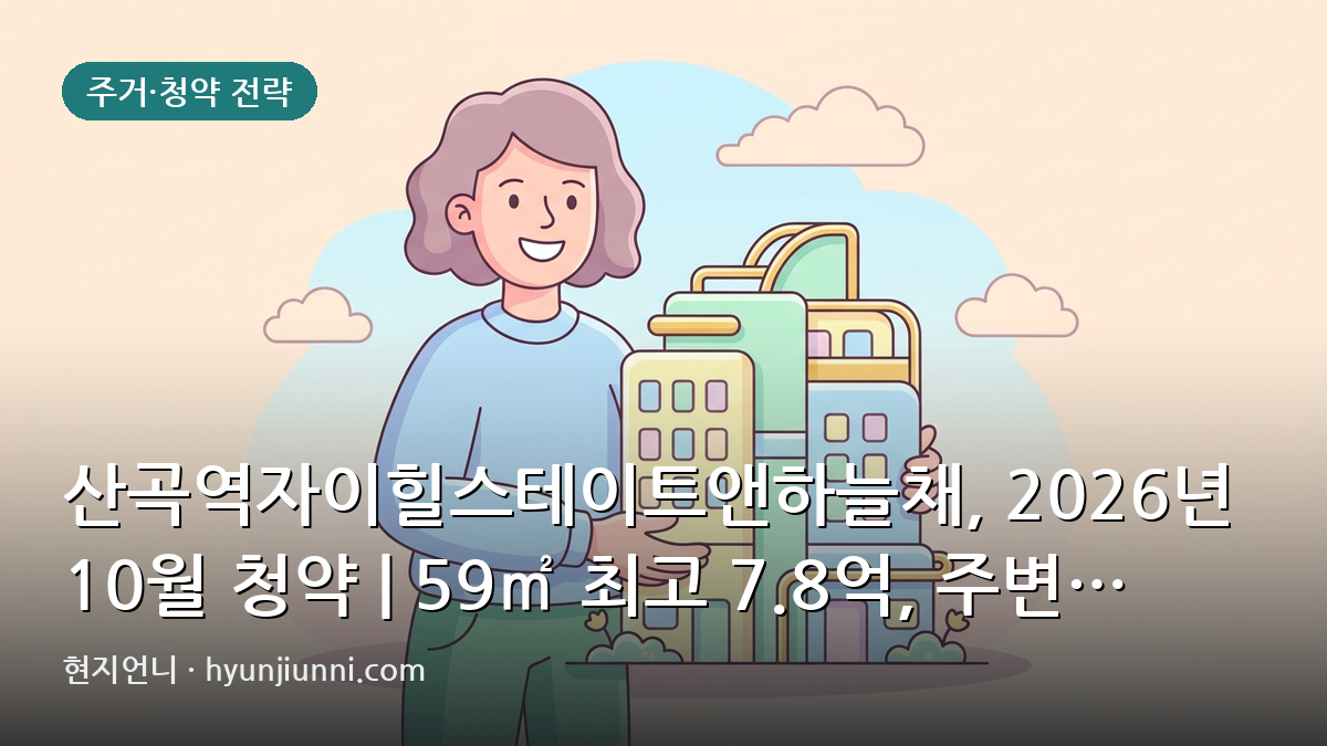 산곡역자이힐스테이트앤하늘채, 2026년 10월 청약 | 59㎡ 최고 7.8억, 주변 준신축 대비 가격은?