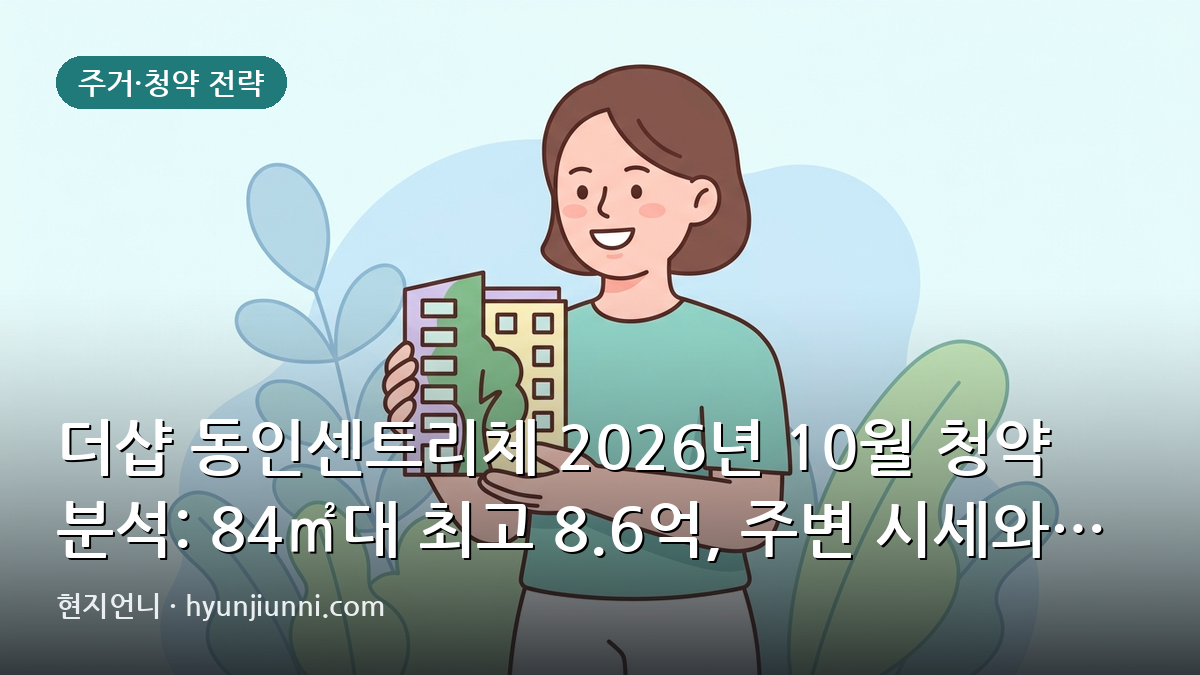 더샵 동인센트리체 2026년 10월 청약 분석: 84㎡대 최고 8.6억, 주변 시세와 비교해보니